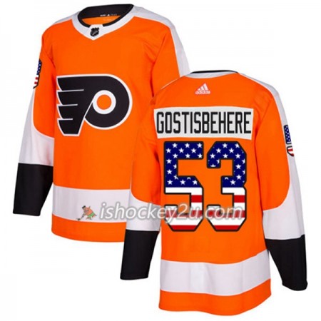 Mænd NHL Philadelphia Flyers Trøje Shayne Gostisbehere 53 Adidas 2017-2018 Orange USA Flag Fashion Authentic
